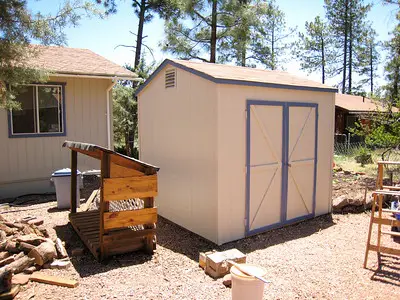 This small cabin is getting a fresh coat of color.