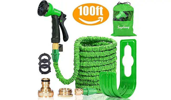 Hose Upgraded 100FT Expandable Garden Hose,Heavy Duty No-Kink Flexible Hose Pipe with Brass Connectors,8 Function Spray,Expanding Water Hoses for House//Car//Floor//Yard Wash 100