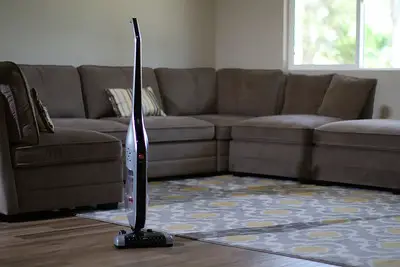 a cleaning device in the living room