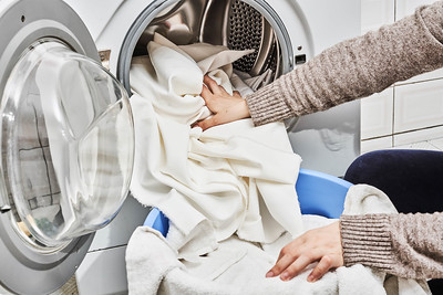 woman doing laundry